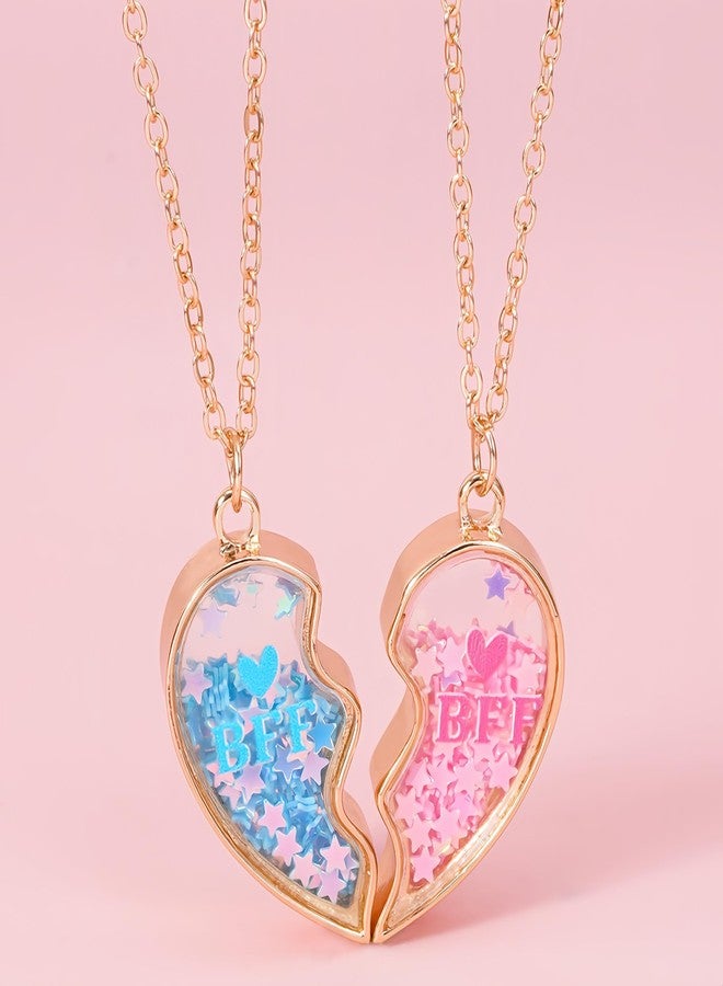 DOYYCA Best Friend Necklace Gifts Matching Locket Heart BFF Friendship Necklace for 2 (Pink Blue) - Image 2